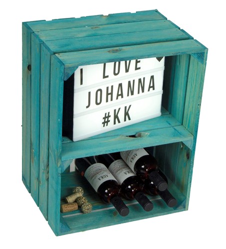 Weinkiste johanna türkis - weinkiste,